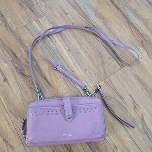 The Sak IRIS convertible leather wallet crossbody wristlet in mauve